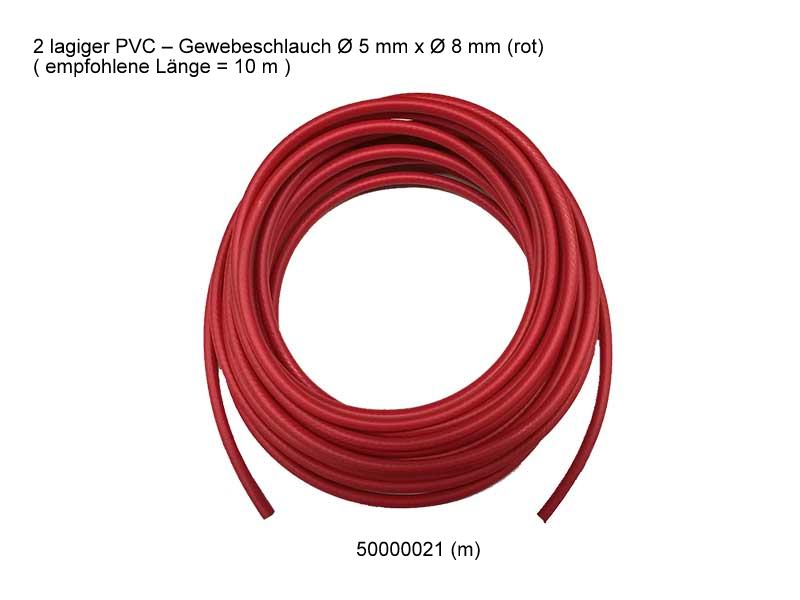10 m PVC-Gewebeschlauch Ø 5 mm x Ø 8 mm (rot)