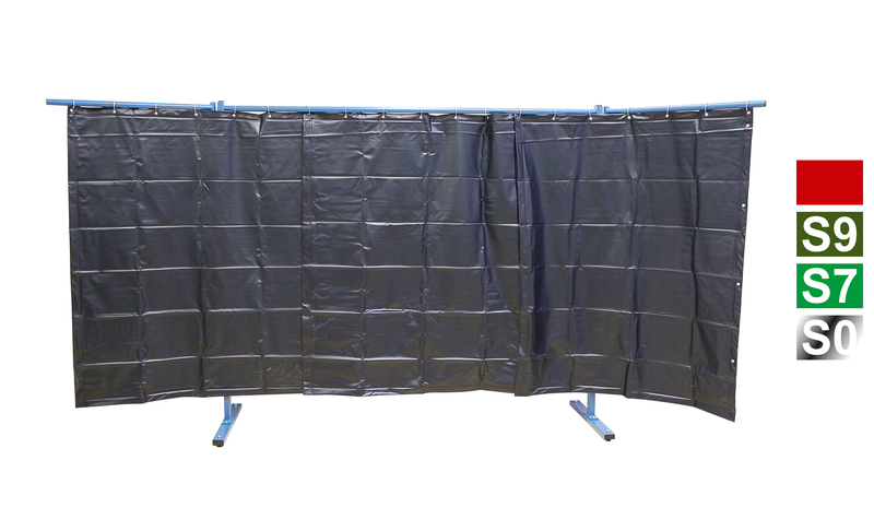 3-teilige Schutzwand, Vorhang S9, dunkelgrün, matt